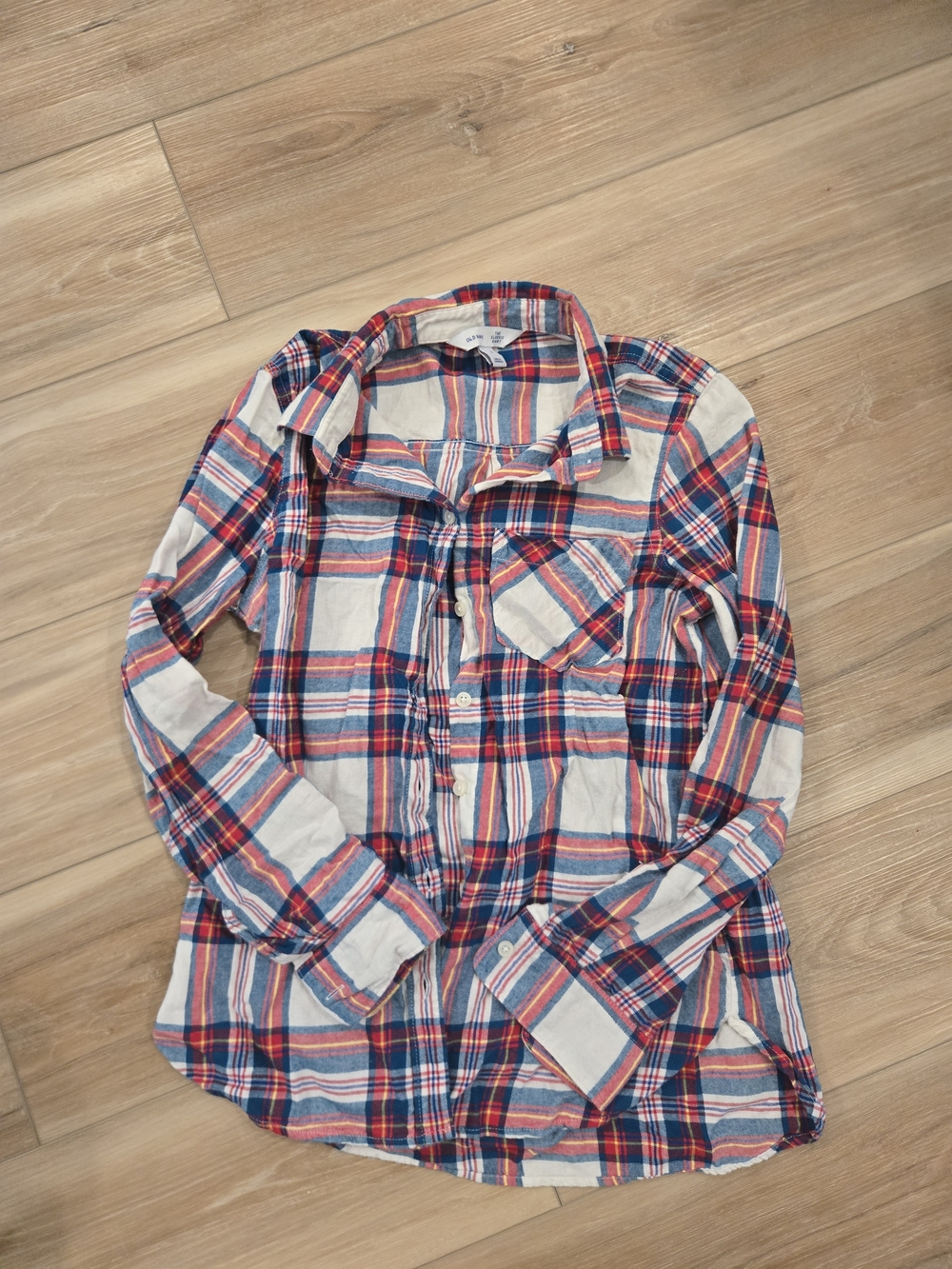 Old Navy Red, Green & White Plaid Button-Down Shirt